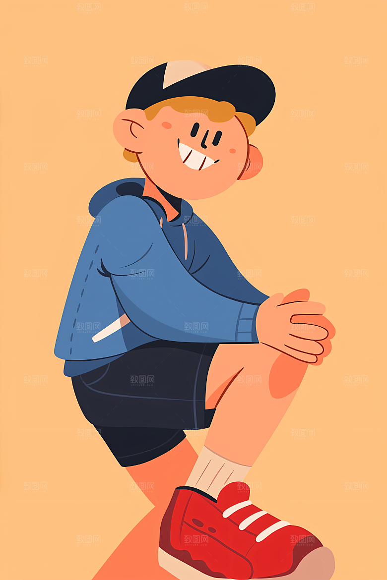 幸福童年手绘简约插画