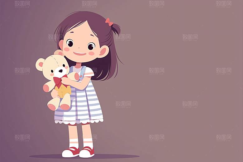 幸福童年简约童趣插画