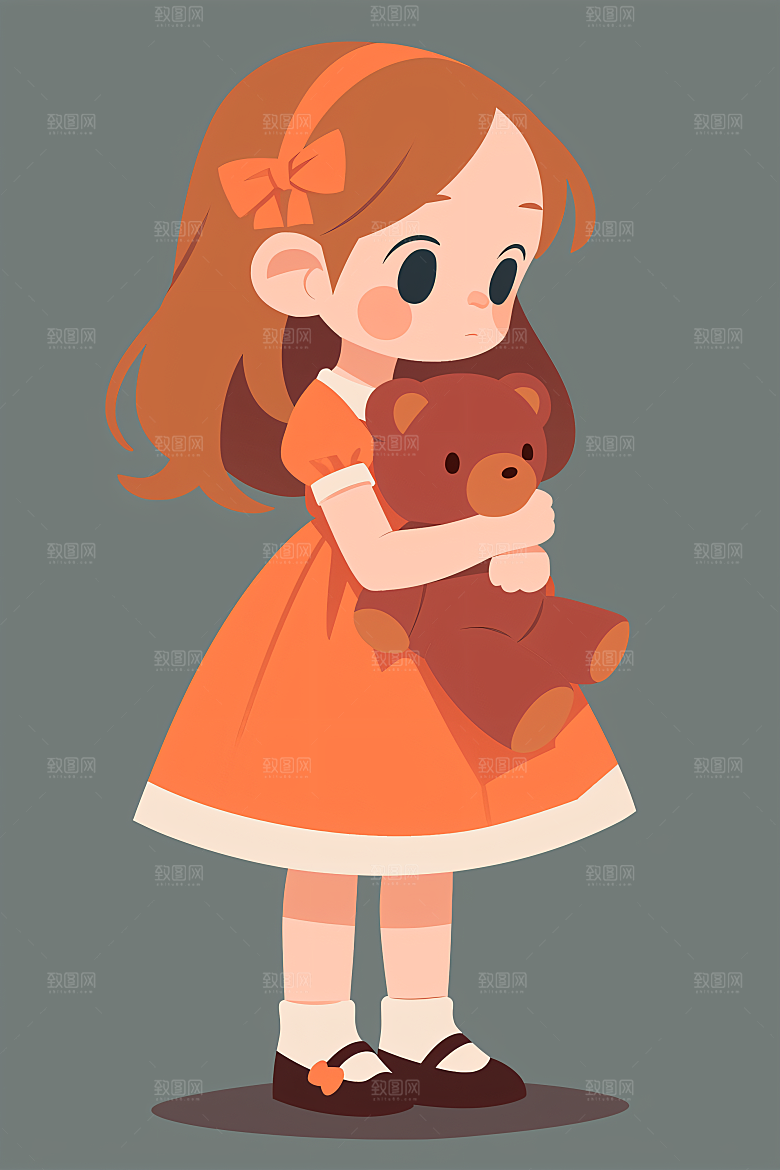 幸福童年快乐彩色插画