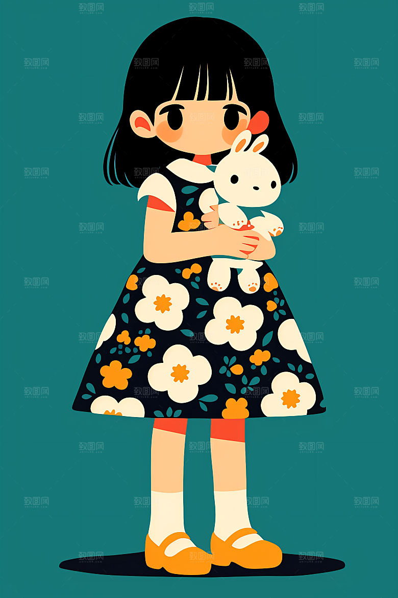 幸福童年简约形象插画