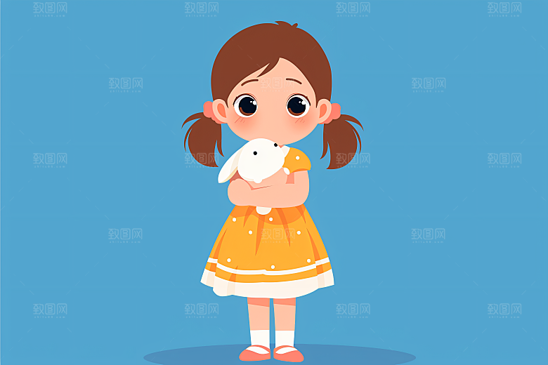 幸福童年清新彩色插画