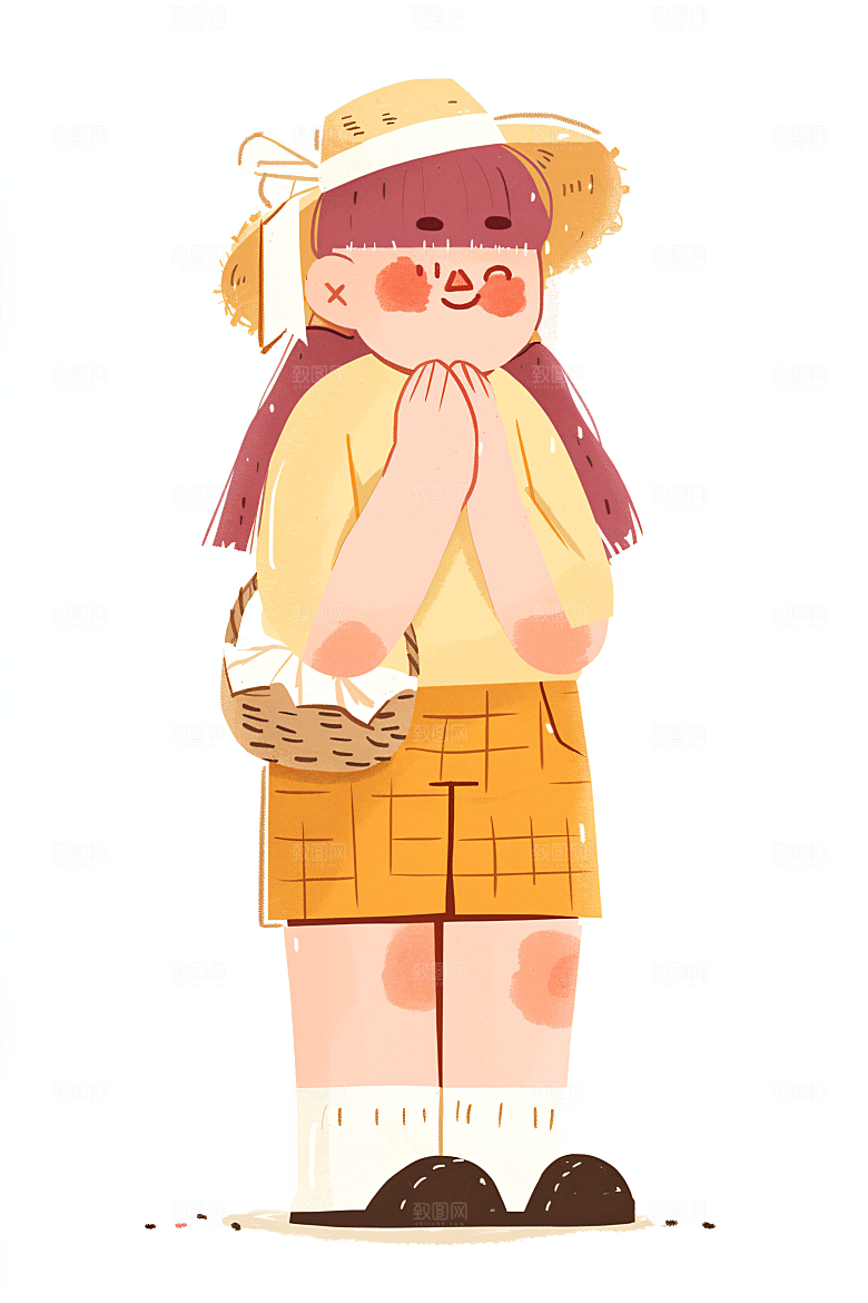 幸福童年手绘休闲插画