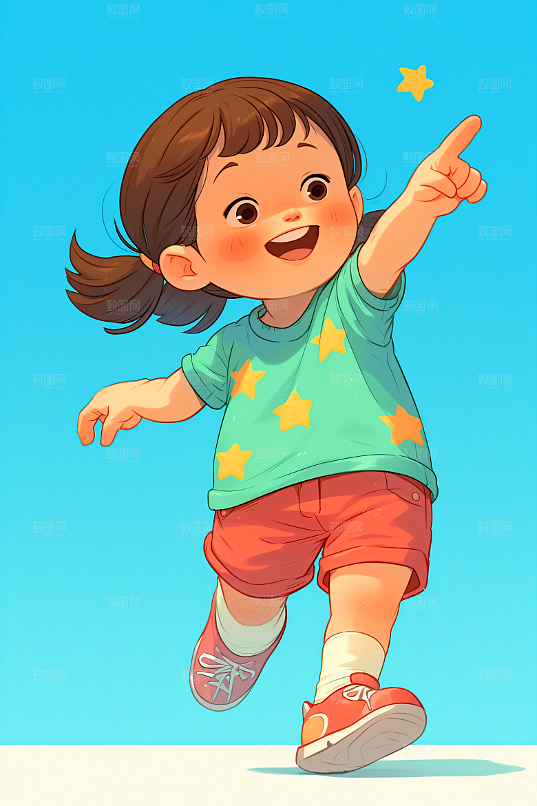 幸福童年清新自然插画