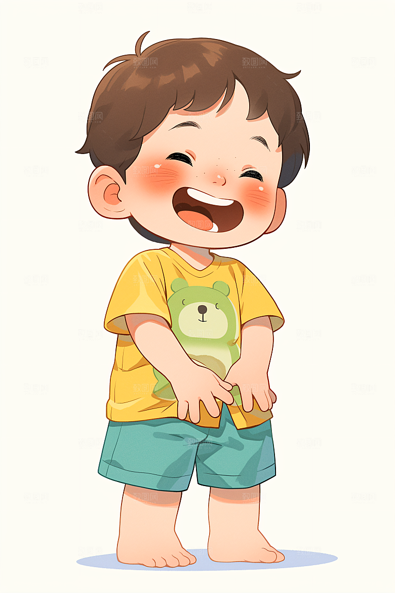 幸福童年孩童彩色插画