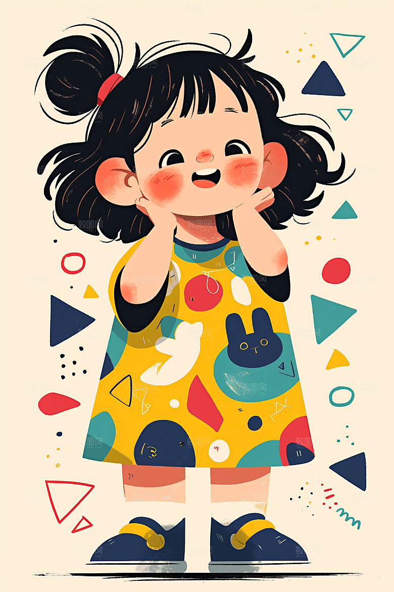 幸福童年孩童形象插画