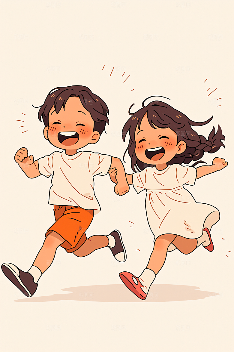 幸福童年人物童趣插画
