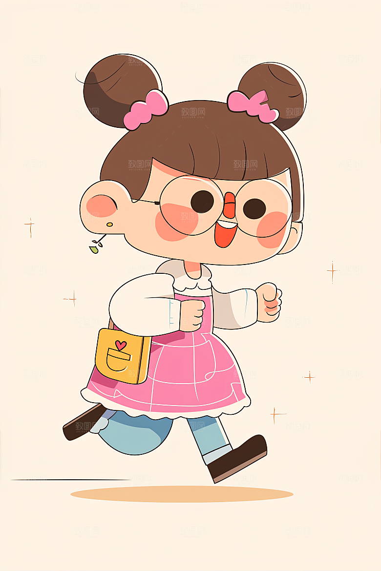 幸福童年彩色手绘插画