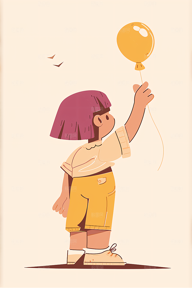 幸福童年童趣休闲插画