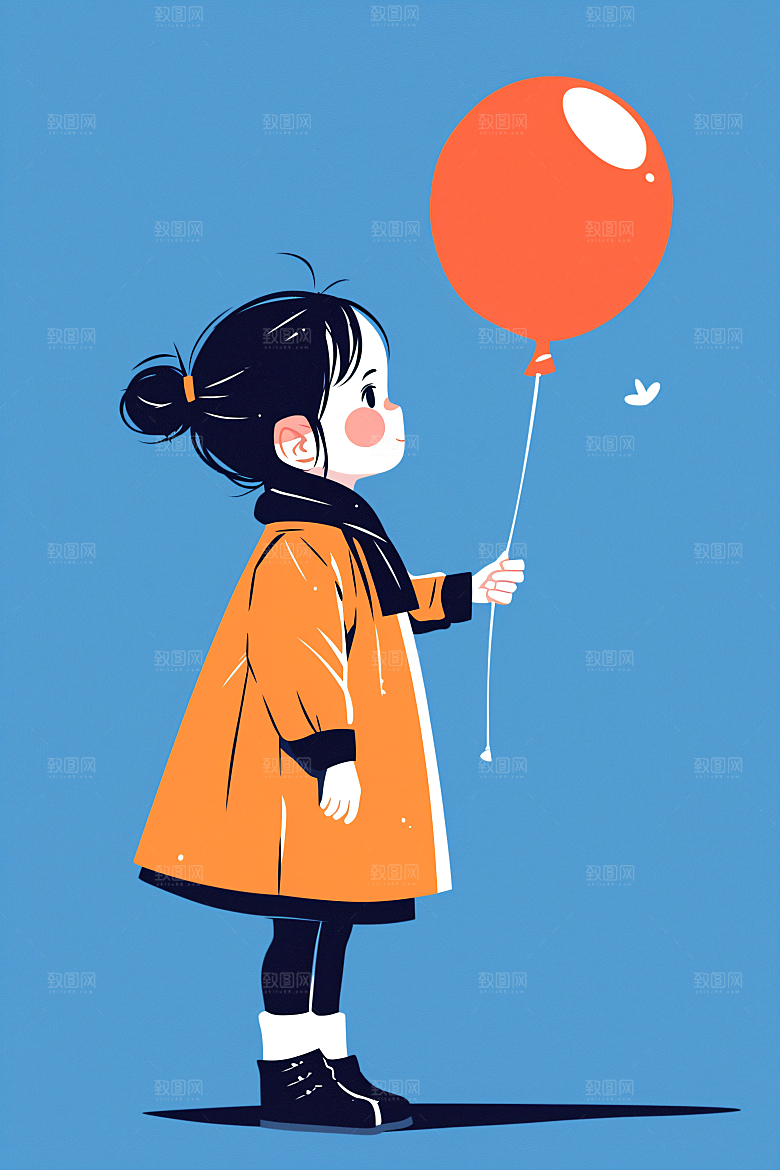 幸福童年自然快乐插画