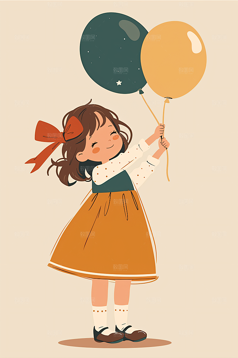 幸福童年休闲形象插画