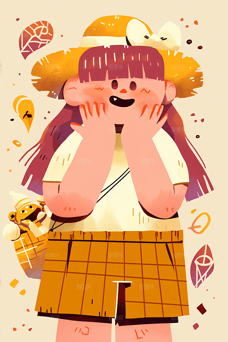 幸福童年玩耍形象插画