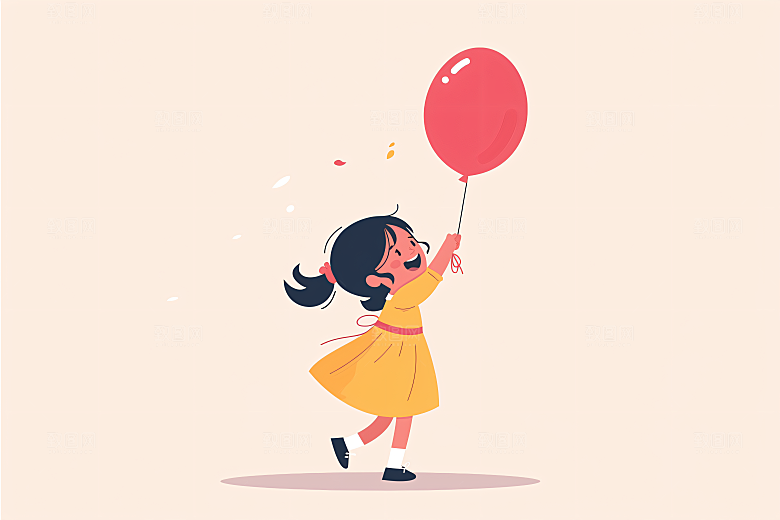 幸福童年人物彩色插画