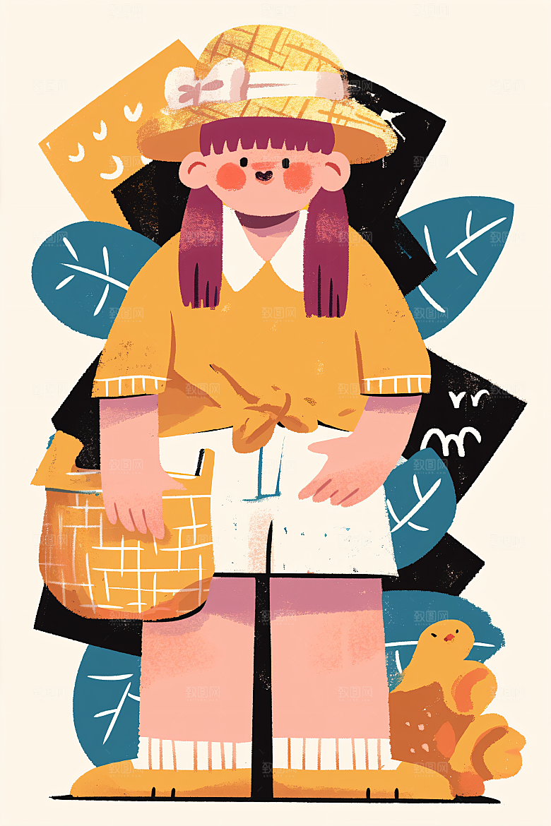 幸福童年可爱玩耍插画