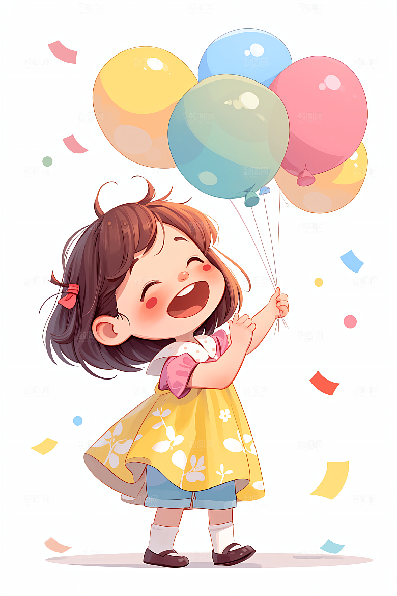 幸福童年手绘高清插画
