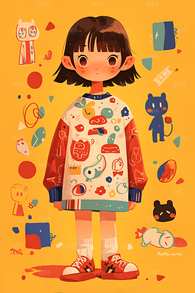 幸福童年可爱休闲插画