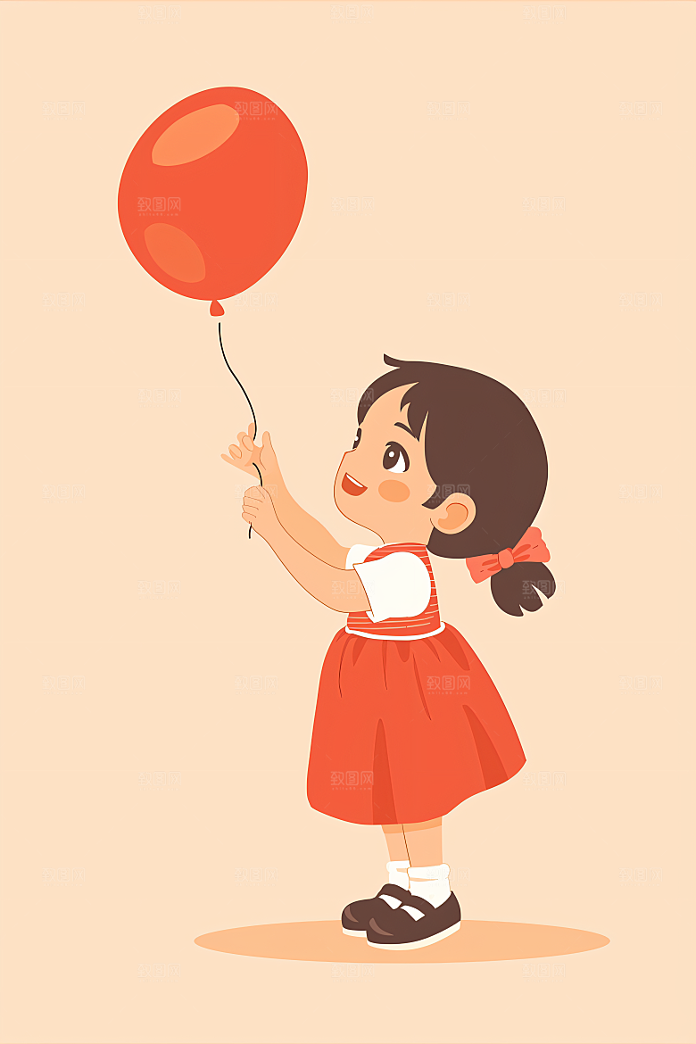 幸福童年休闲手绘插画