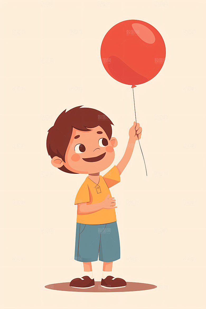 幸福童年玩耍形象插画