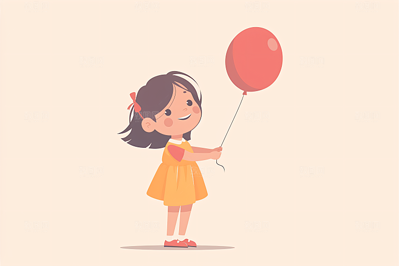 幸福童年快乐彩色插画
