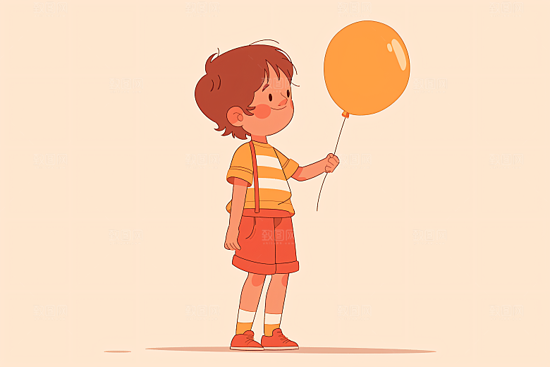 幸福童年人物自然插画