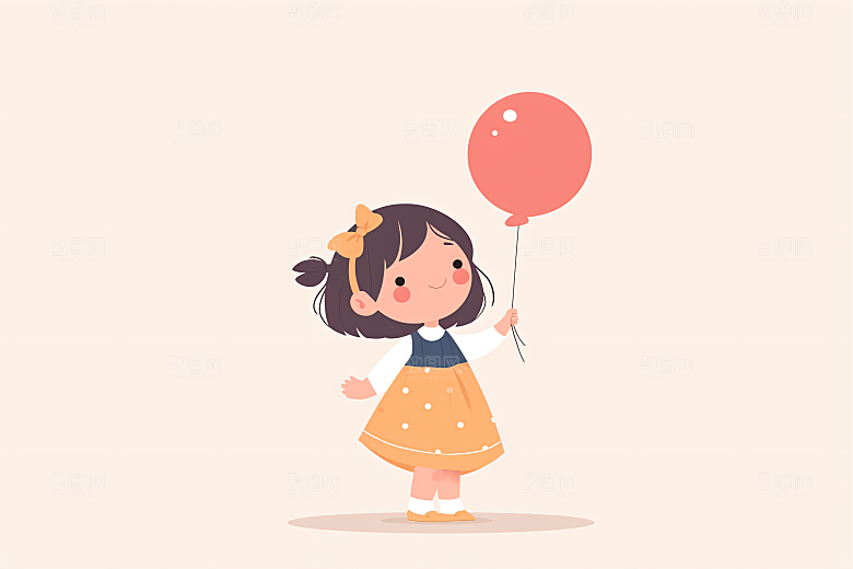 幸福童年休闲手绘插画