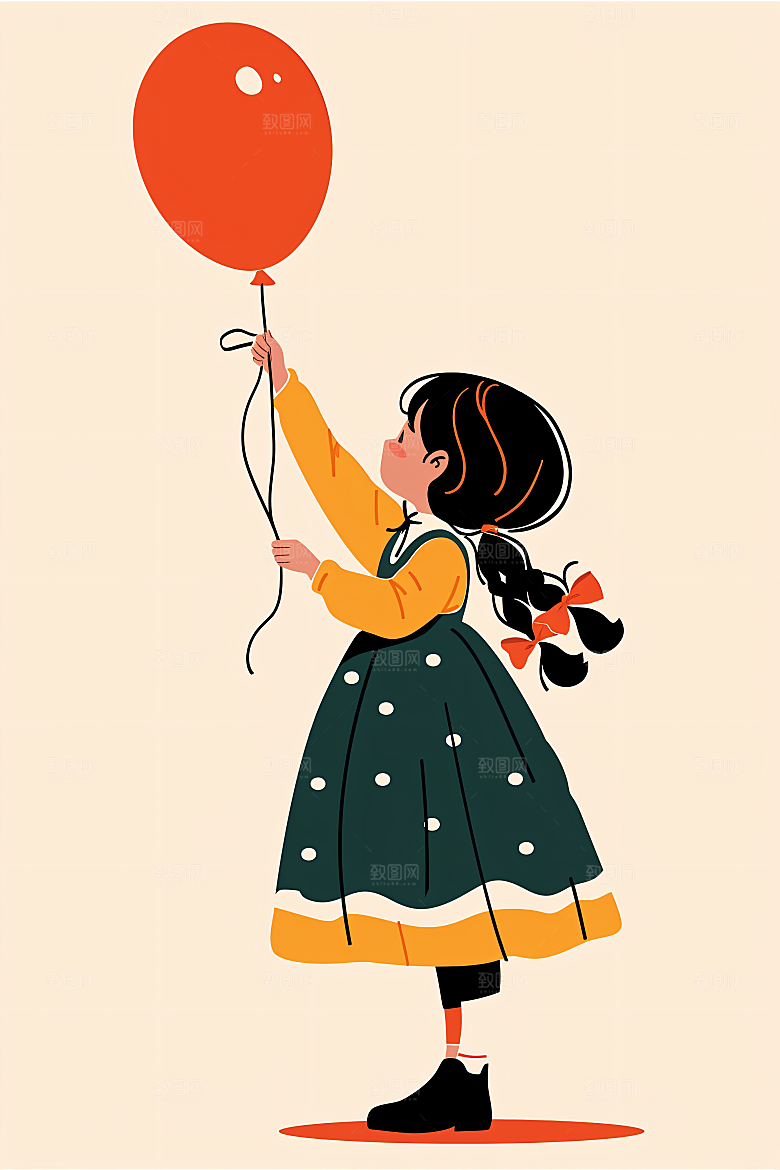 幸福童年人物彩色插画