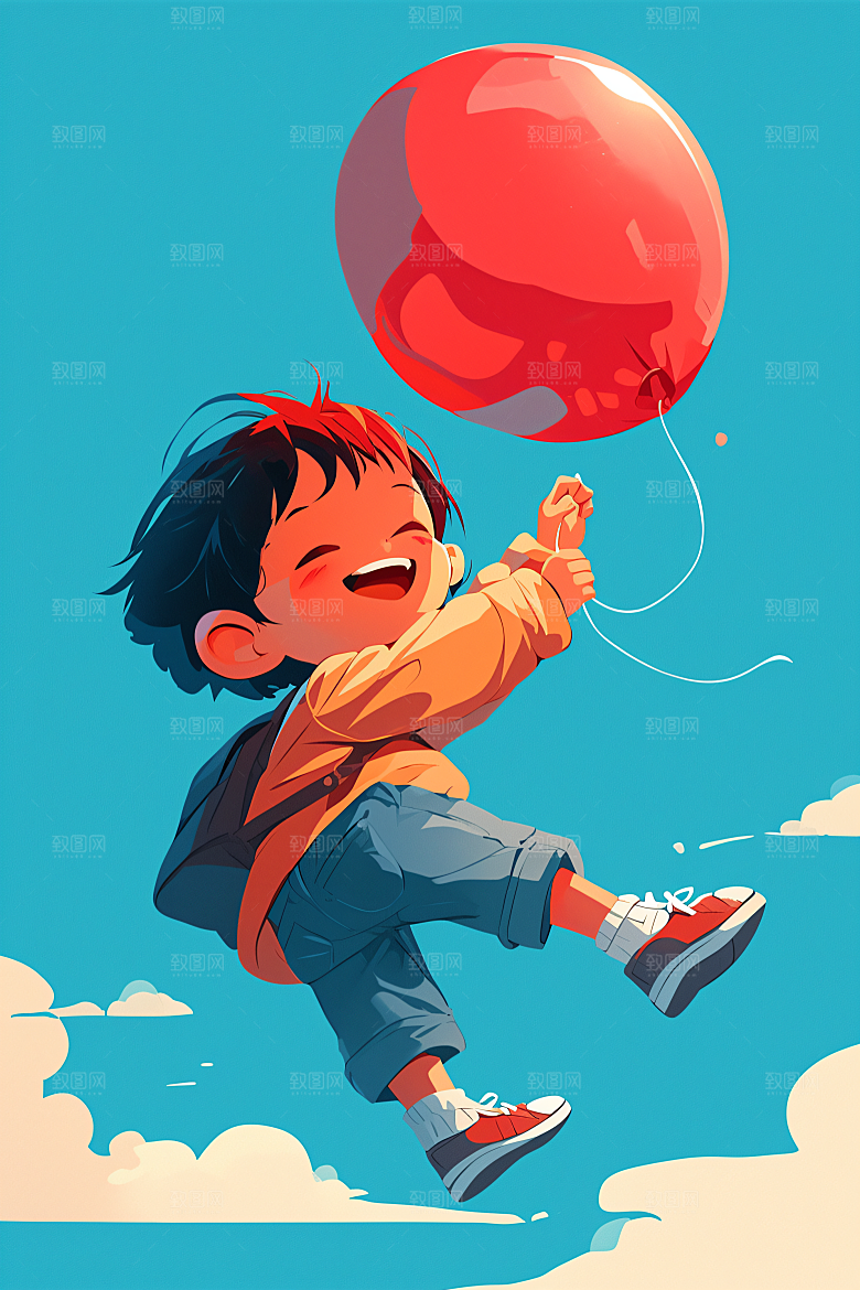 幸福童年孩童形象插画