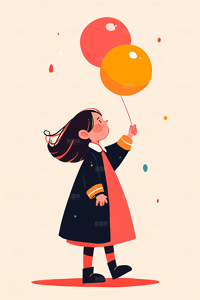 幸福童年玩耍手绘插画