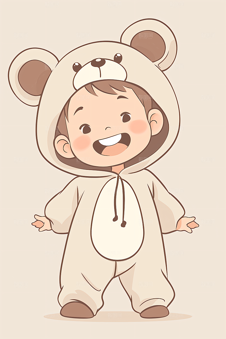 幸福童年孩童玩耍插画