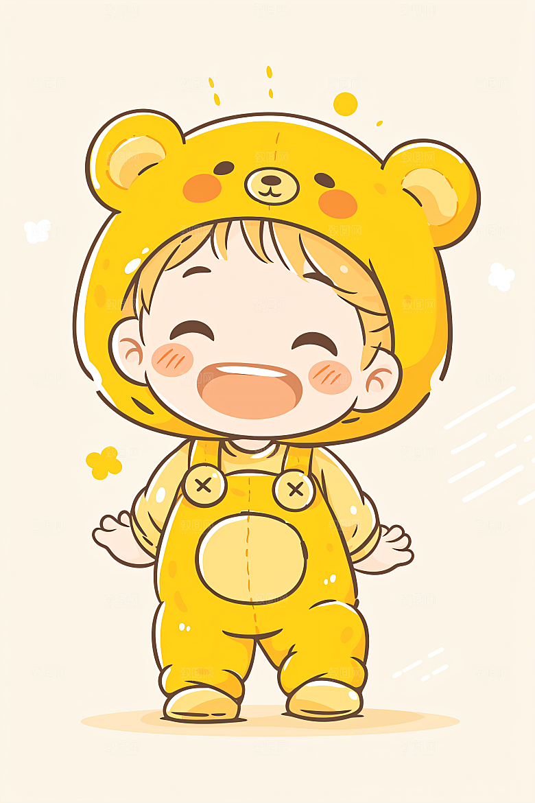 幸福童年彩色形象插画