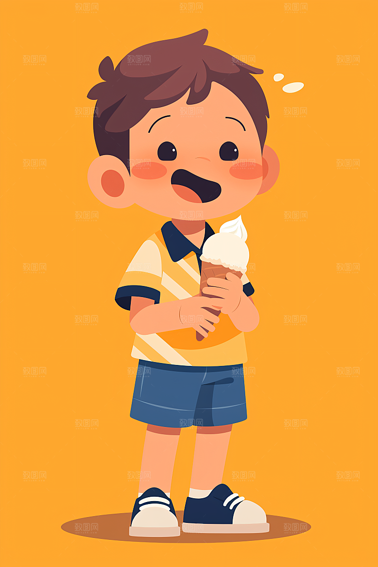 幸福童年童趣形象插画