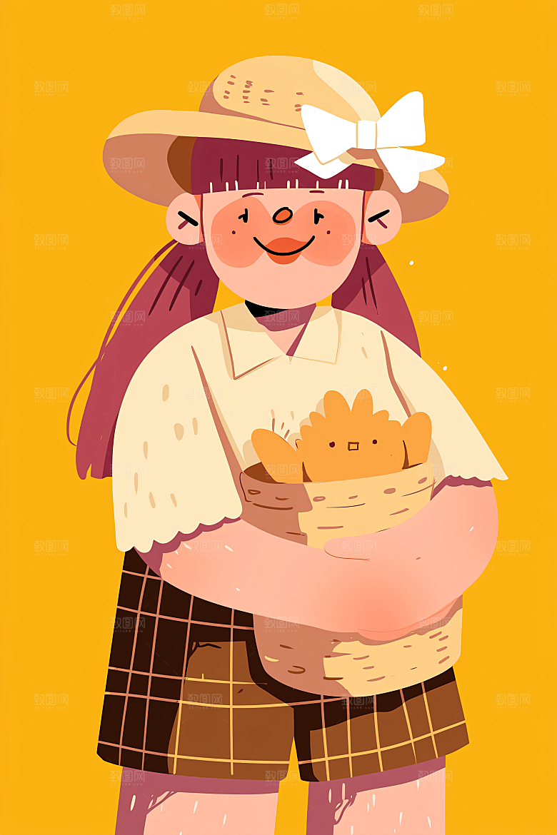 幸福童年彩色可爱插画
