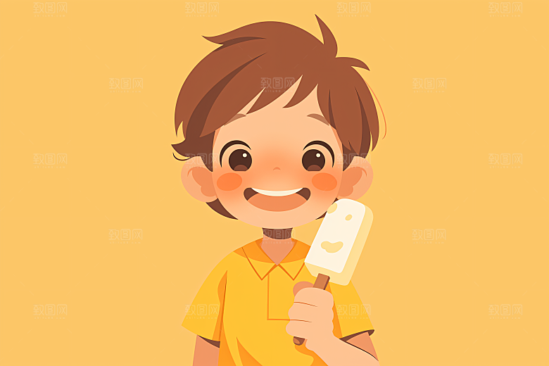 幸福童年自然彩色插画