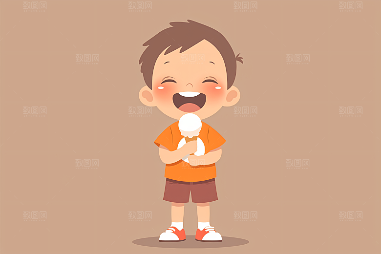幸福童年自然彩色插画