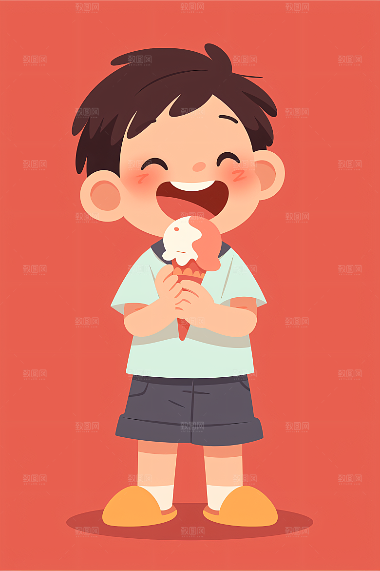 幸福童年简约童趣插画