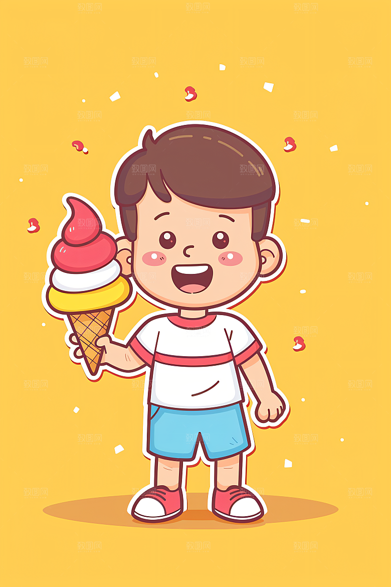 幸福童年彩色简约插画