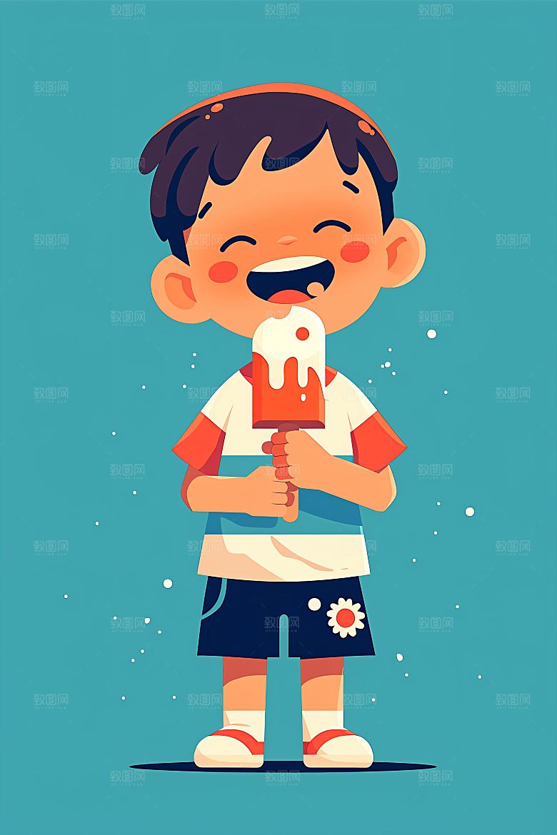 幸福童年手绘人物插画