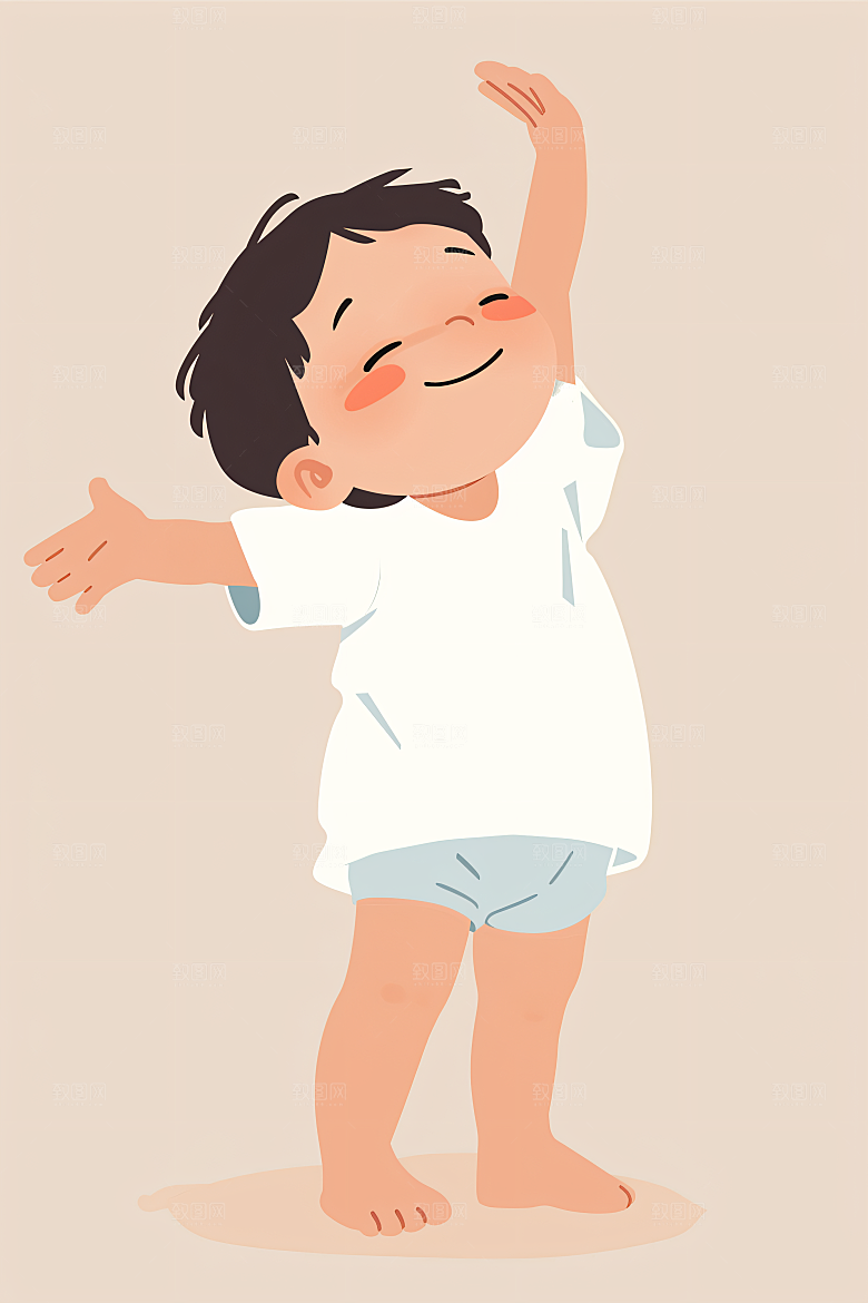 幸福童年清新彩色插画
