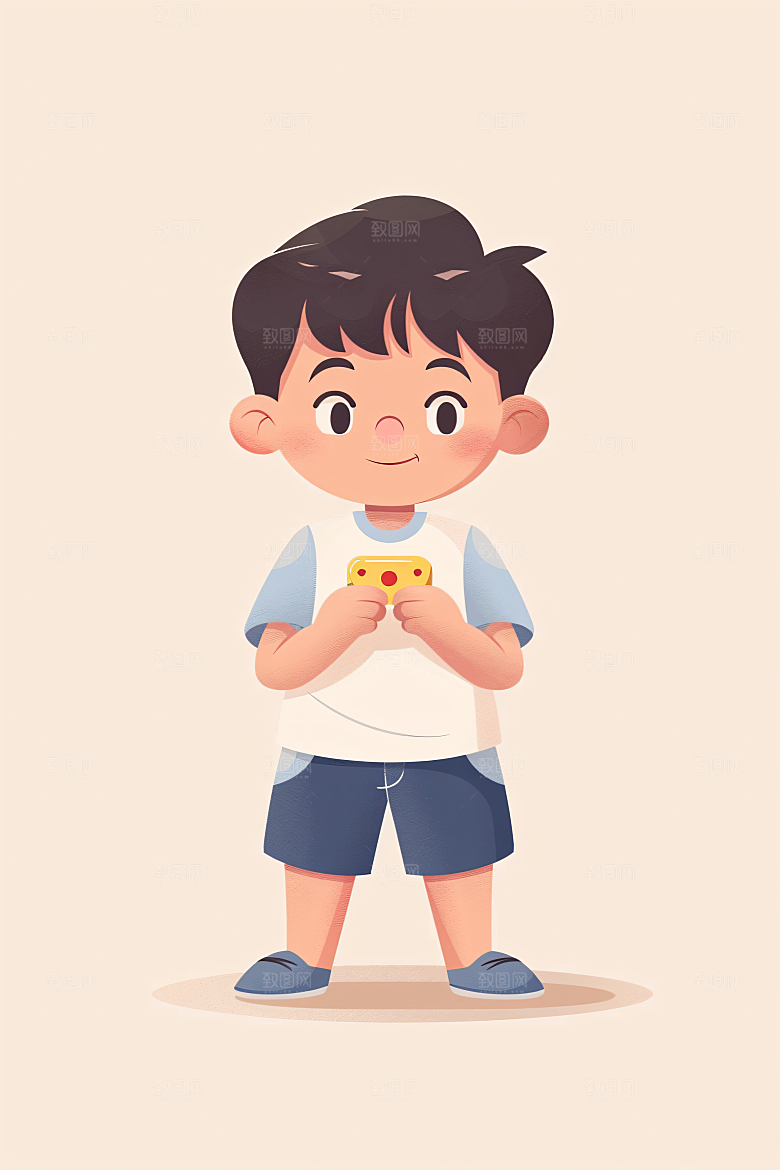 幸福童年形象可爱插画