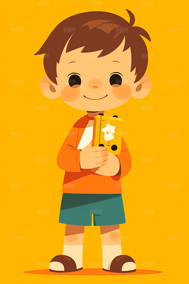 幸福童年彩色玩耍插画