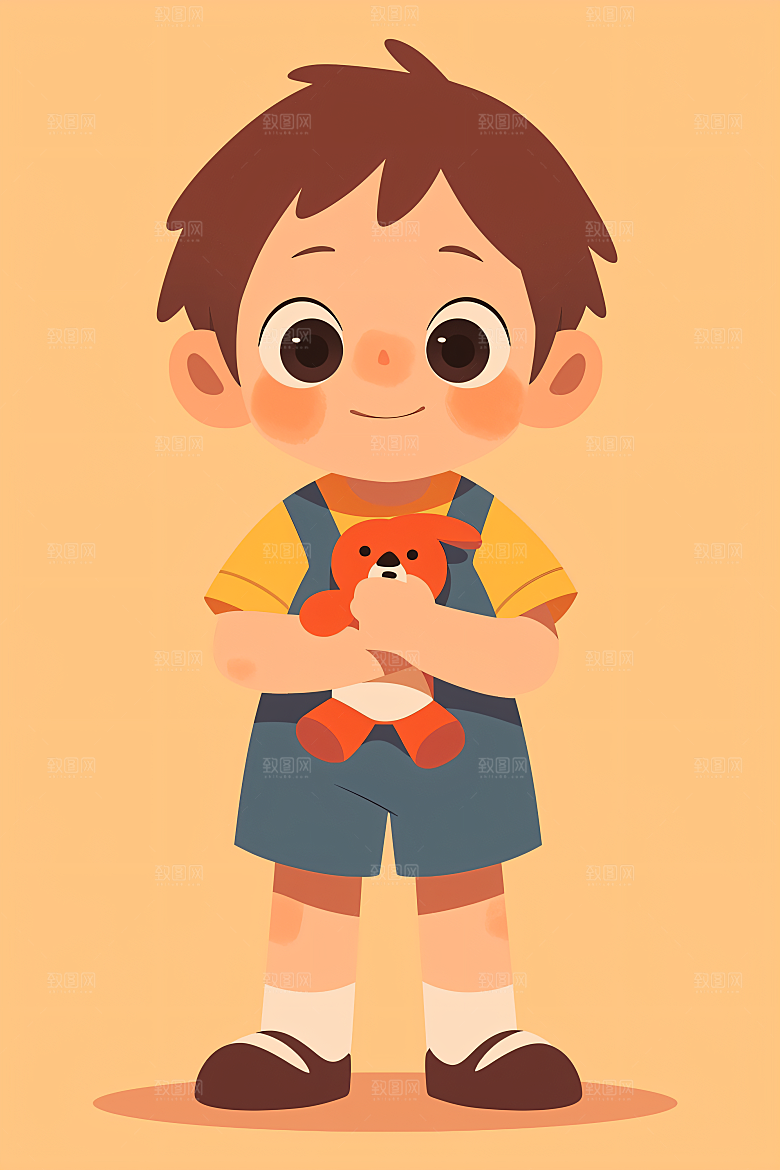 幸福童年孩童彩色插画