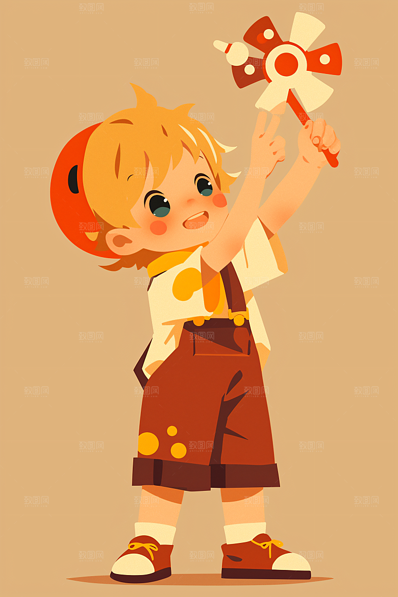 幸福童年可爱童趣插画