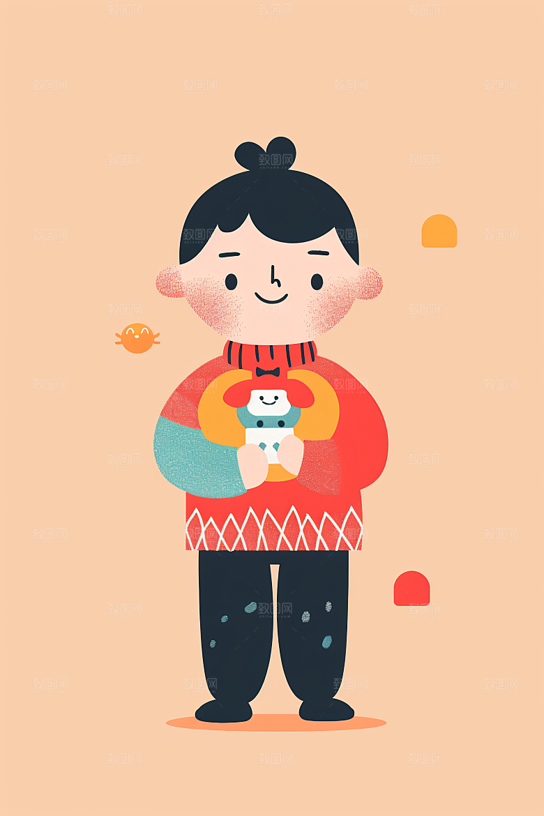 幸福童年人物快乐插画