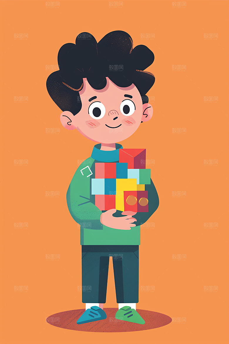 幸福童年可爱自然插画