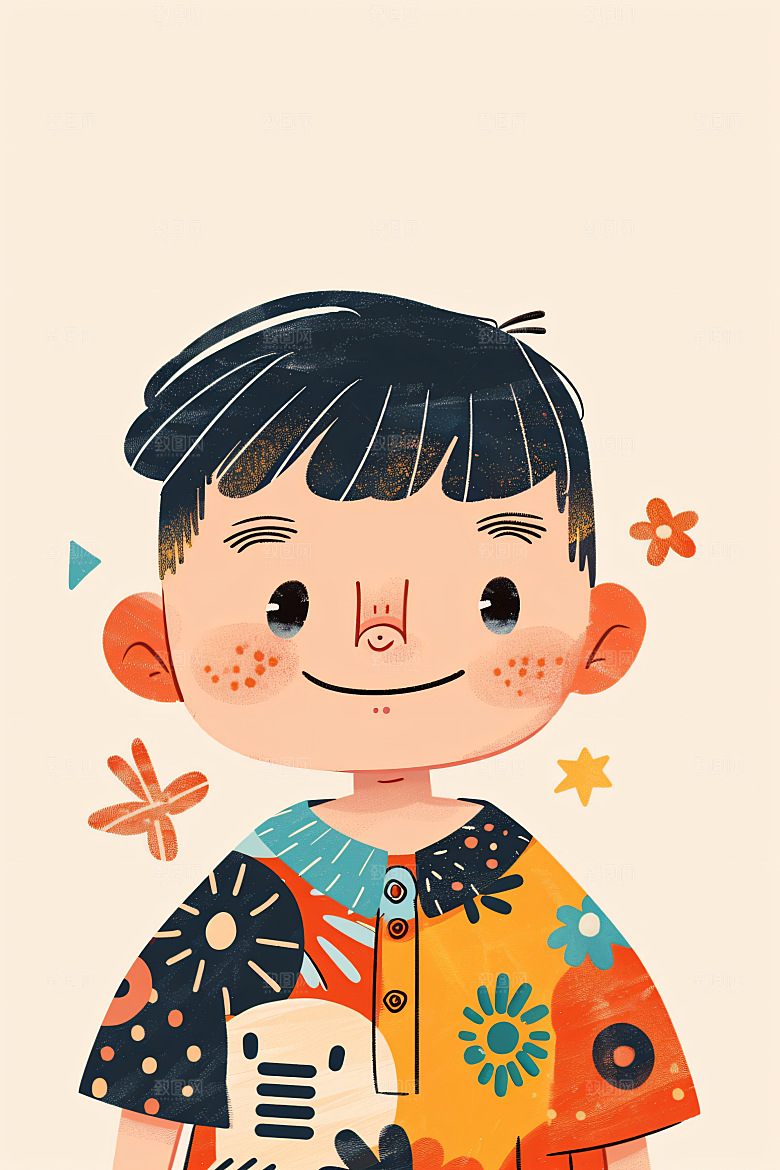 幸福童年自然清新插画
