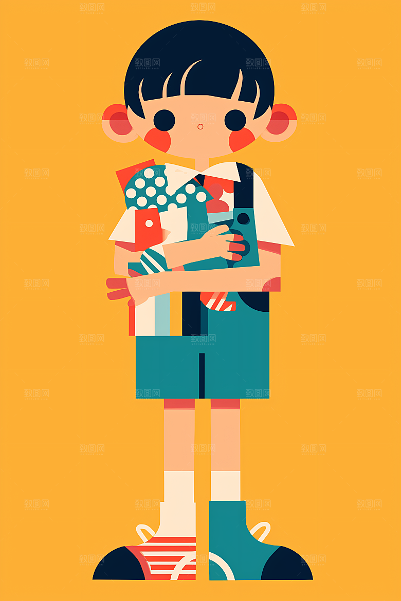 幸福童年休闲孩童插画