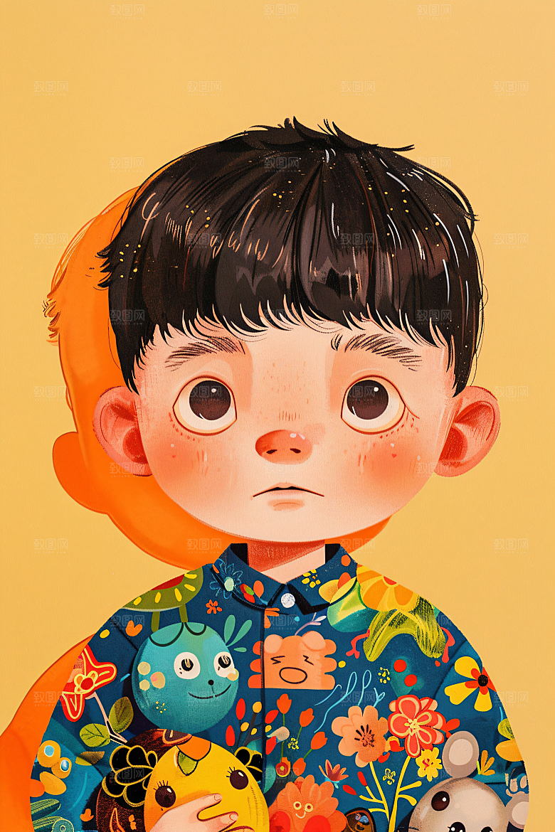 幸福童年童趣孩童插画