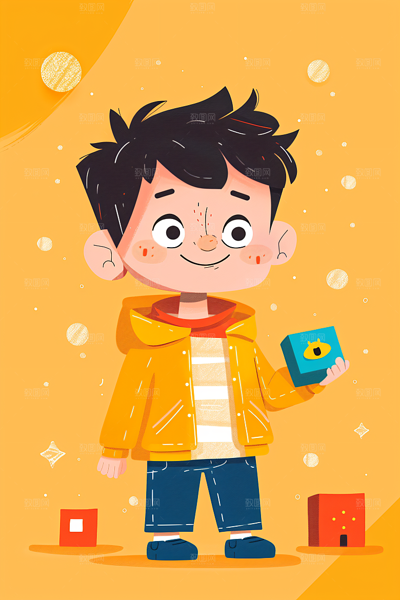 幸福童年休闲简约插画