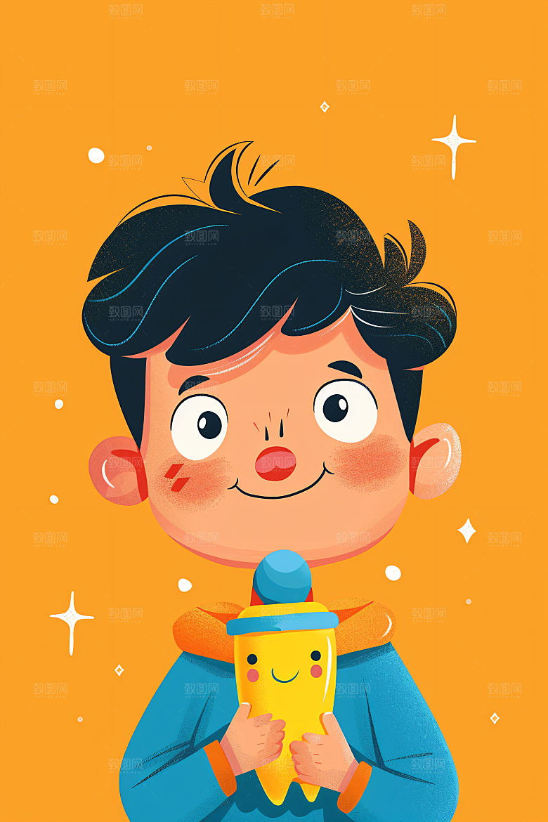 幸福童年简约休闲插画