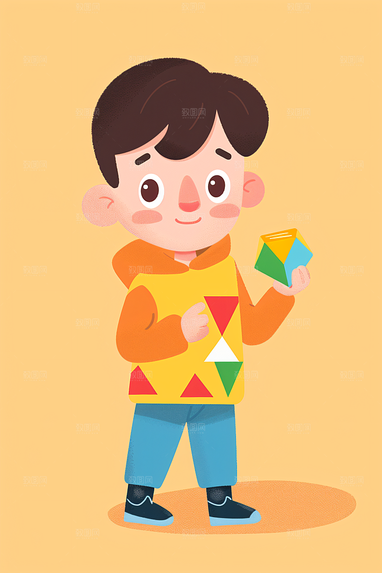 幸福童年快乐手绘插画