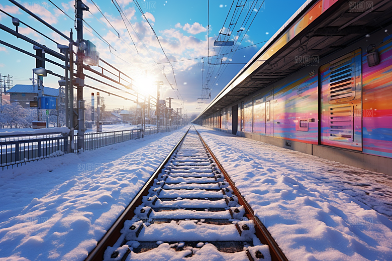 大雪风光雪花纷飞冬天摄影图